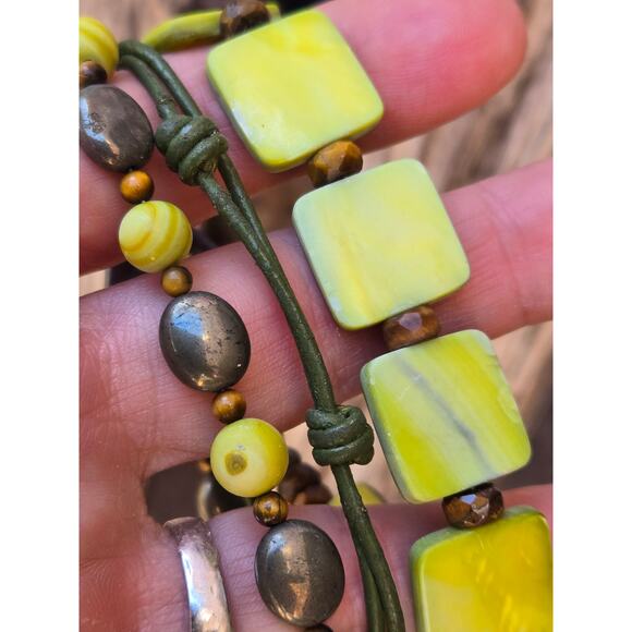 SILPADA Sterling Silver Green Mother of Pearl Multi Strand Toggle Bracelet B1132 - Picture 4 of 7